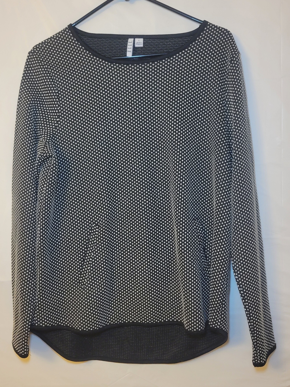 Elle Black and Cream Dot Knit Top